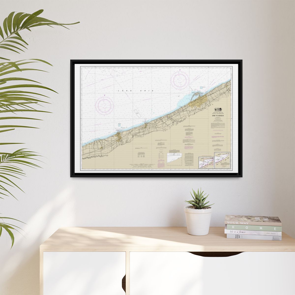 Chart 14828 Erie to Geneva - NOAA Nautical Chart Floating Frame Canvas | 30" x 20" | 36" x 24" | 48" x 32" - Black context-1