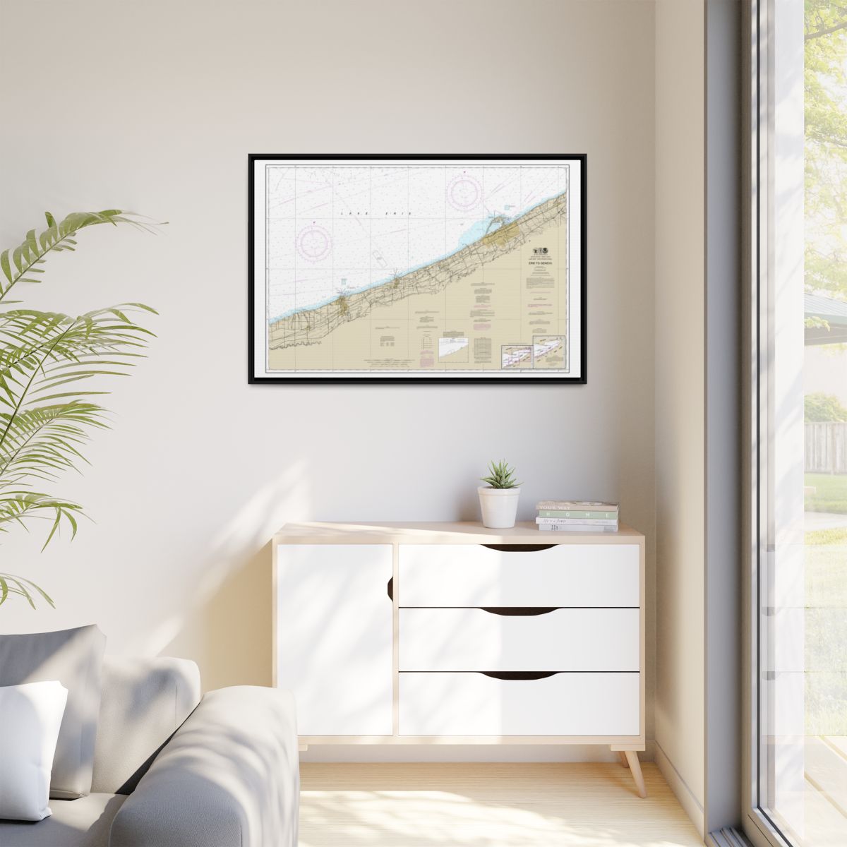 Chart 14828 Erie to Geneva - NOAA Nautical Chart Floating Frame Canvas | 30" x 20" | 36" x 24" | 48" x 32" - Black context-1