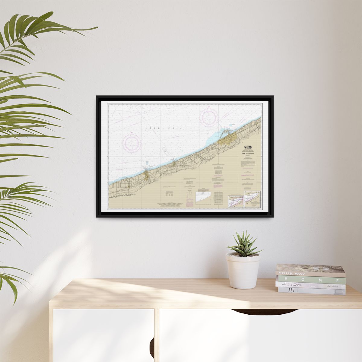 Chart 14828 Erie to Geneva - NOAA Nautical Chart Floating Frame Canvas | 30" x 20" | 36" x 24" | 48" x 32" - Black context-1