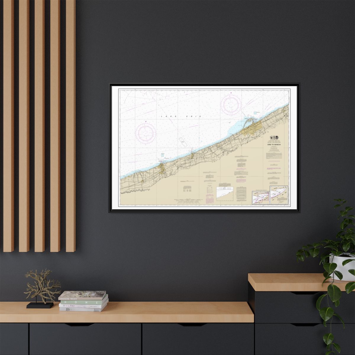 Chart 14828 Erie to Geneva - NOAA Nautical Chart Floating Frame Canvas | 30" x 20" | 36" x 24" | 48" x 32" - Black context-2