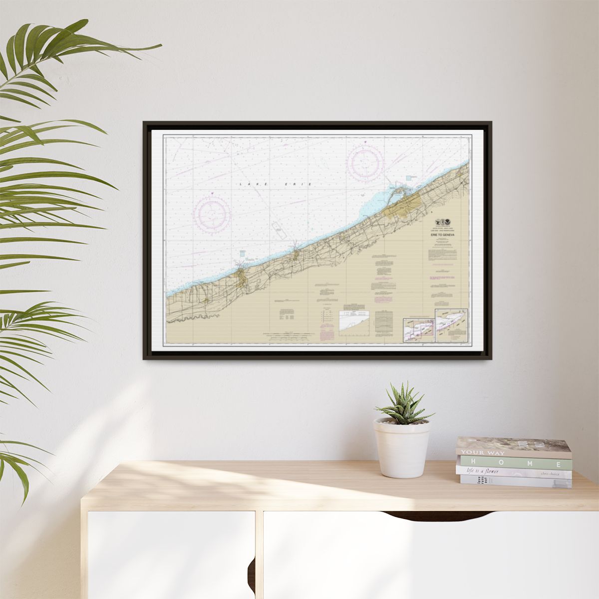 Chart 14828 Erie to Geneva - NOAA Nautical Chart Floating Frame Canvas | 30" x 20" | 36" x 24" | 48" x 32" - Espresso context-1