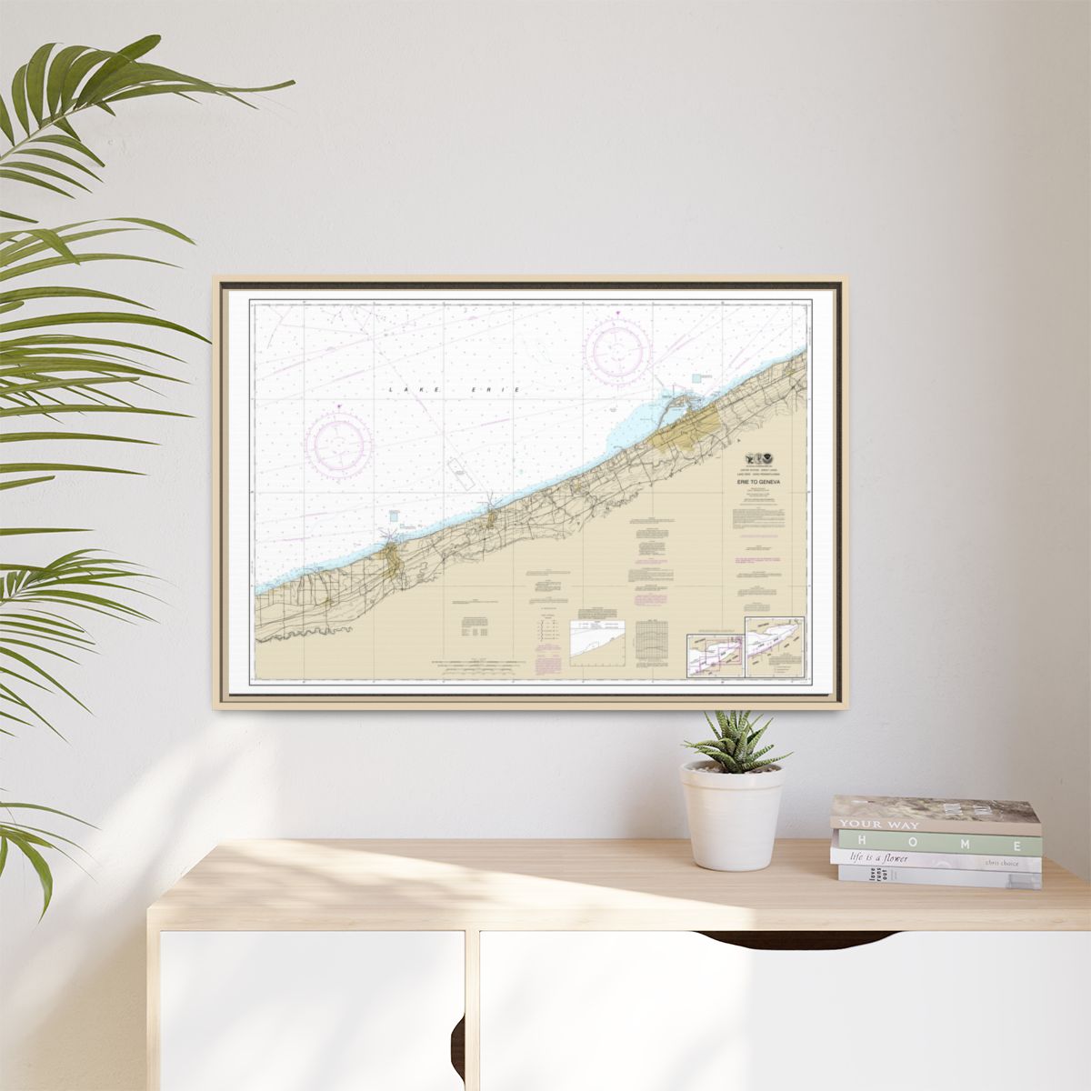 Chart 14828 Erie to Geneva - NOAA Nautical Chart Floating Frame Canvas | 30" x 20" | 36" x 24" | 48" x 32" - Natural context-1