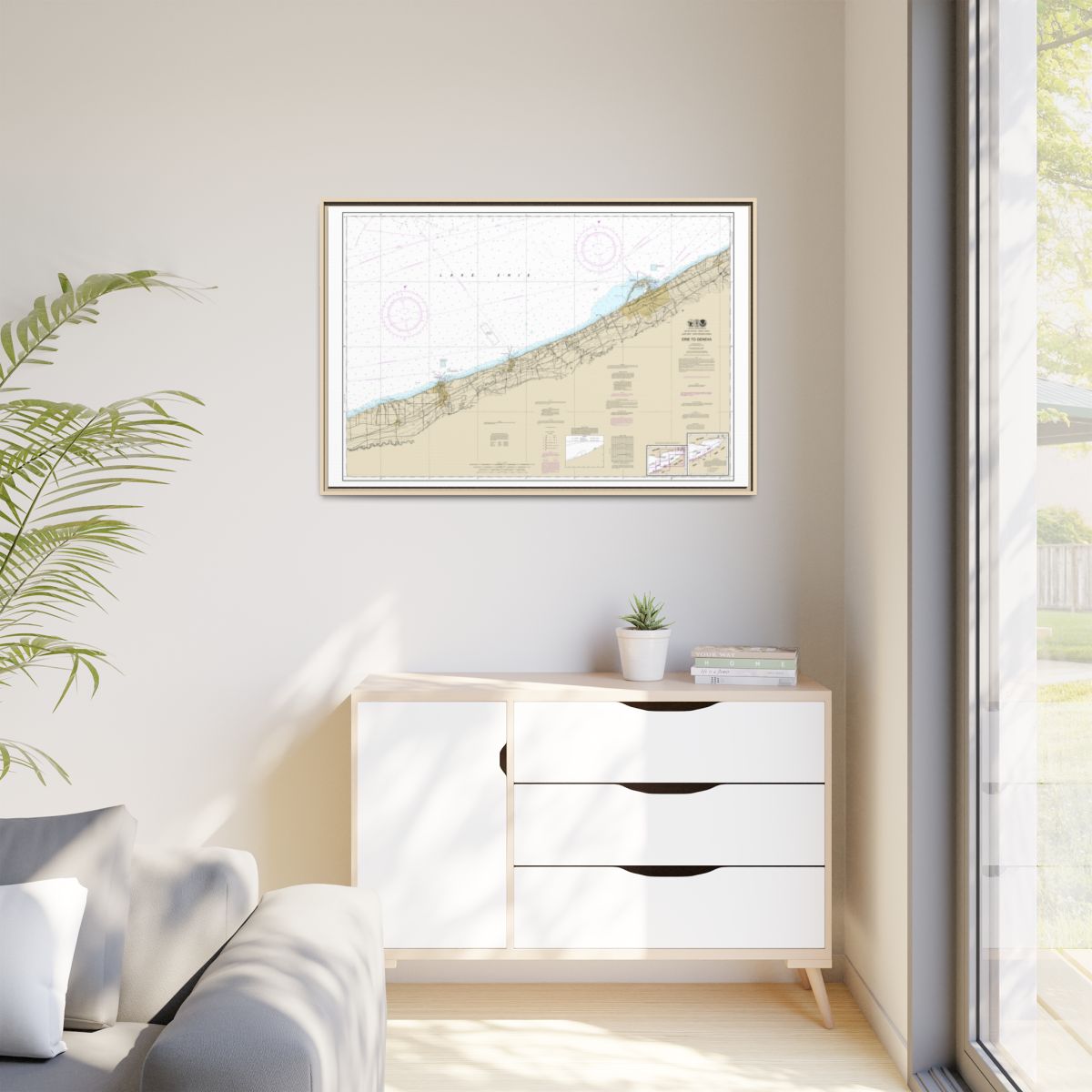 Chart 14828 Erie to Geneva - NOAA Nautical Chart Floating Frame Canvas | 30" x 20" | 36" x 24" | 48" x 32" - Natural context-1