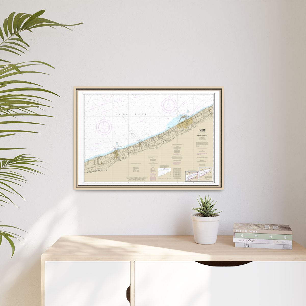 Chart 14828 Erie to Geneva - NOAA Nautical Chart Floating Frame Canvas | 30" x 20" | 36" x 24" | 48" x 32" - Natural context-1