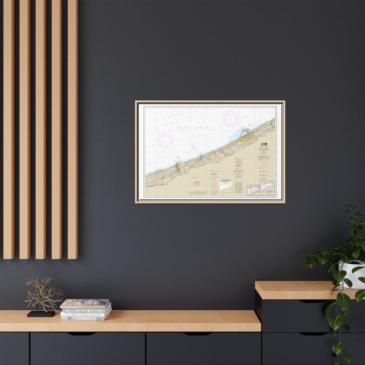 Chart 14828 Erie to Geneva - NOAA Nautical Chart Floating Frame Canvas | 30" x 20" | 36" x 24" | 48" x 32" - Natural context-2