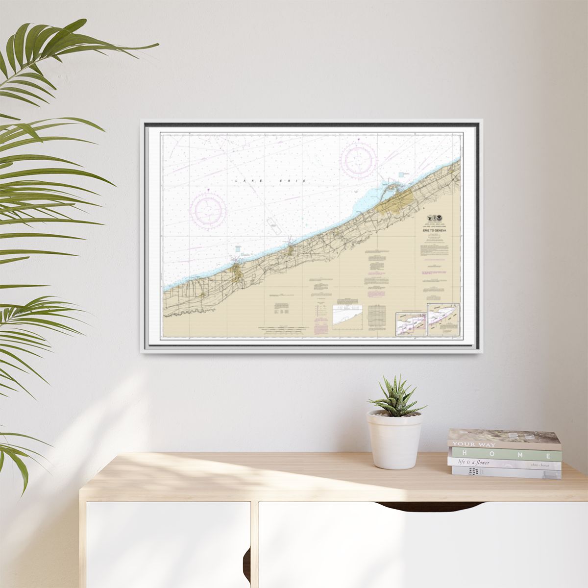Chart 14828 Erie to Geneva - NOAA Nautical Chart Floating Frame Canvas | 30" x 20" | 36" x 24" | 48" x 32" - White context-1