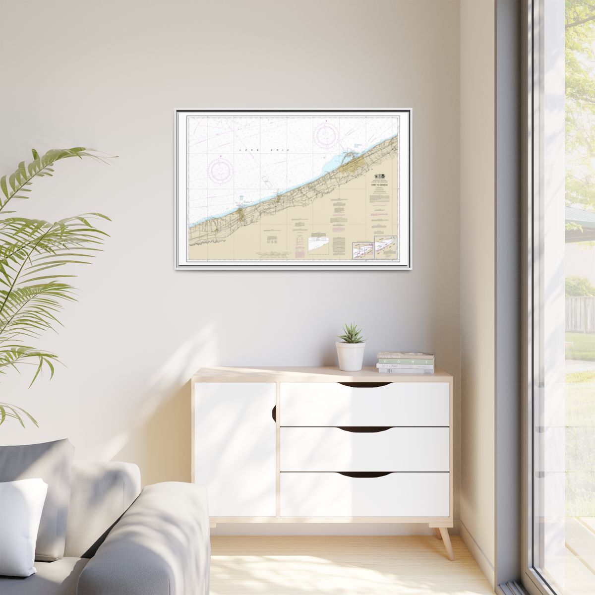 Chart 14828 Erie to Geneva - NOAA Nautical Chart Floating Frame Canvas | 30" x 20" | 36" x 24" | 48" x 32" - White context-1