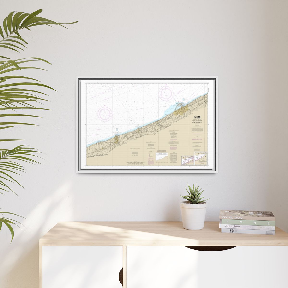 Chart 14828 Erie to Geneva - NOAA Nautical Chart Floating Frame Canvas | 30" x 20" | 36" x 24" | 48" x 32" - White context-1