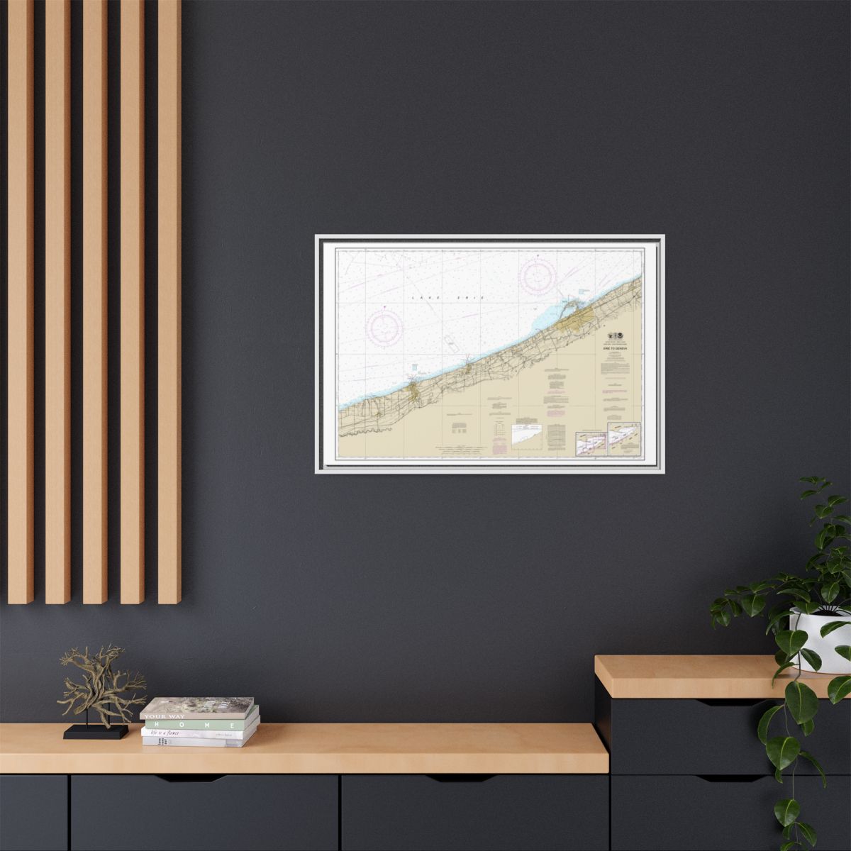 Chart 14828 Erie to Geneva - NOAA Nautical Chart Floating Frame Canvas | 30" x 20" | 36" x 24" | 48" x 32" - White context-2
