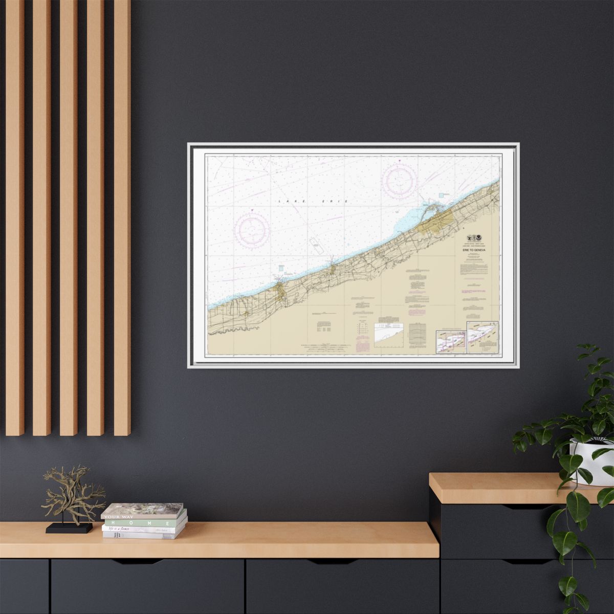 Chart 14828 Erie to Geneva - NOAA Nautical Chart Floating Frame Canvas | 30" x 20" | 36" x 24" | 48" x 32" - White context-2