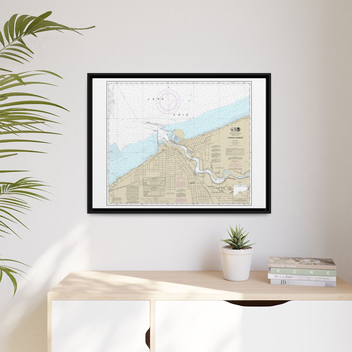 Chart 14841 Lorain Harbor - NOAA Nautical Chart Floating Frame Canvas | 32" x 24" | 40" x 30" - Black context-1