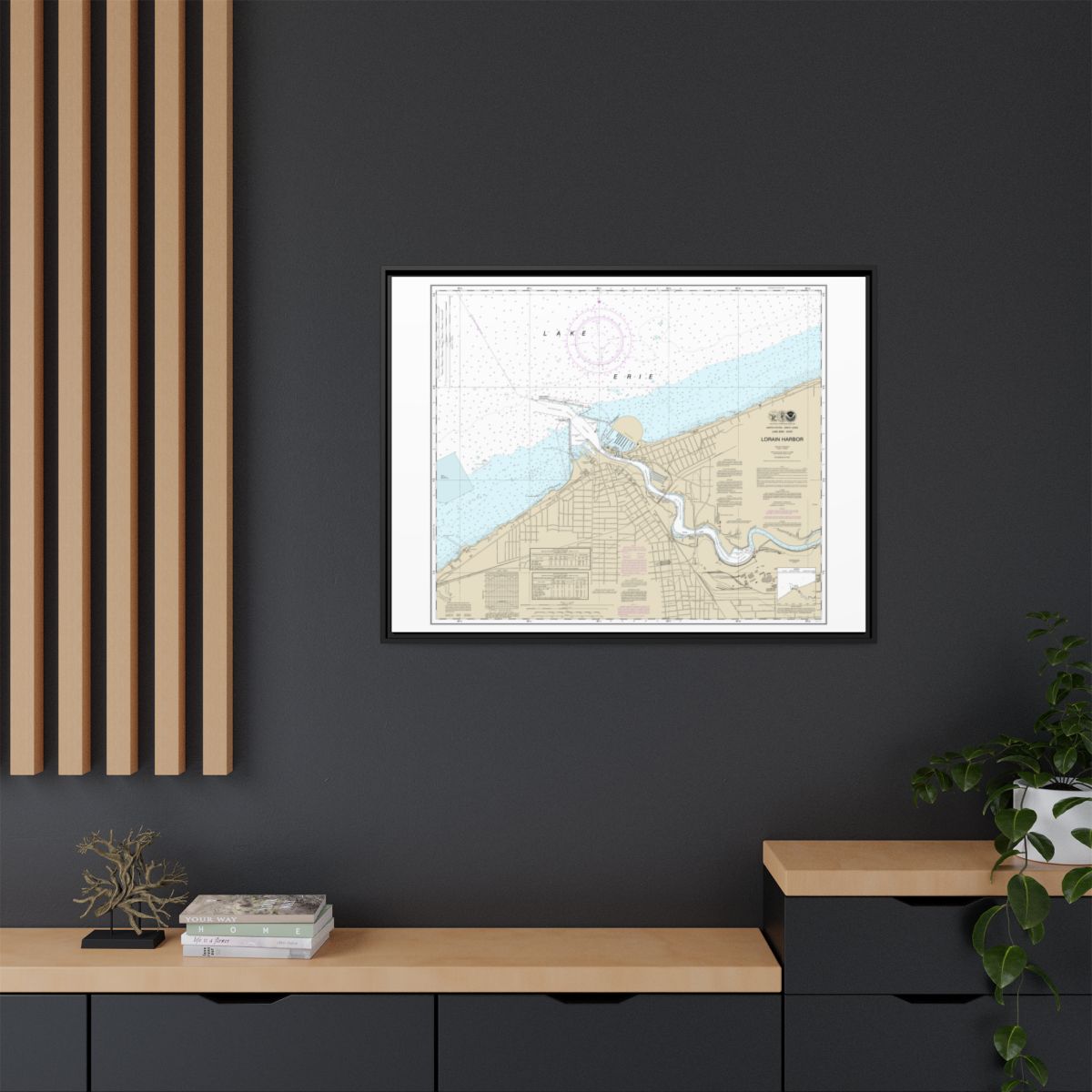 Chart 14841 Lorain Harbor - NOAA Nautical Chart Floating Frame Canvas | 32" x 24" | 40" x 30" - Black context-2