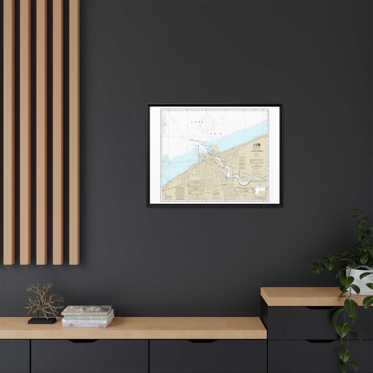 Chart 14841 Lorain Harbor - NOAA Nautical Chart Floating Frame Canvas | 32" x 24" | 40" x 30" - Black context-2