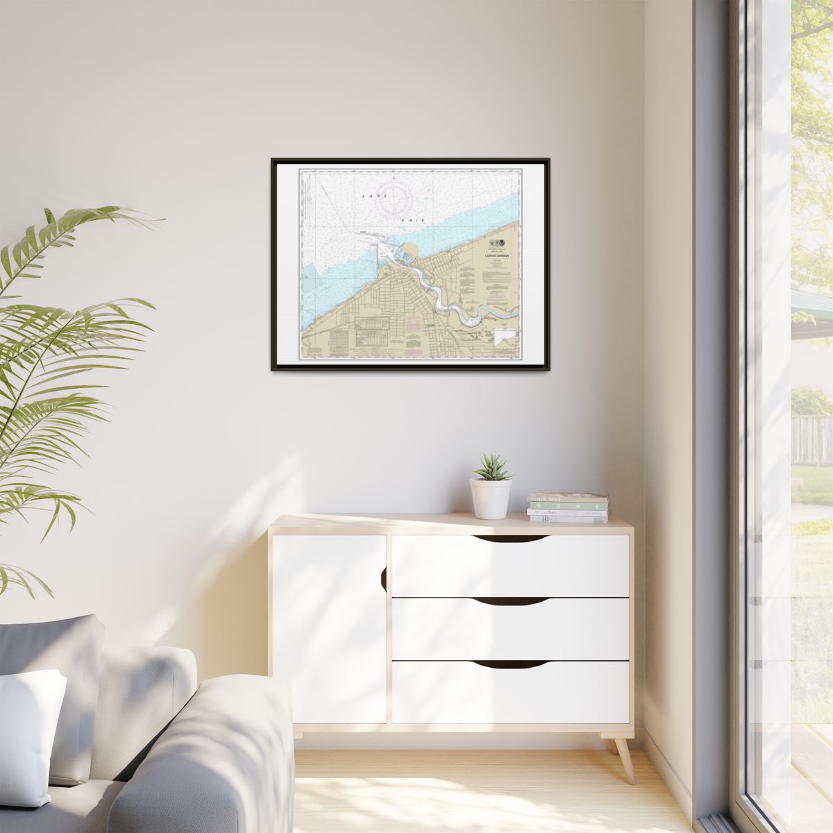Chart 14841 Lorain Harbor - NOAA Nautical Chart Floating Frame Canvas | 32" x 24" | 40" x 30" - Espresso context-1