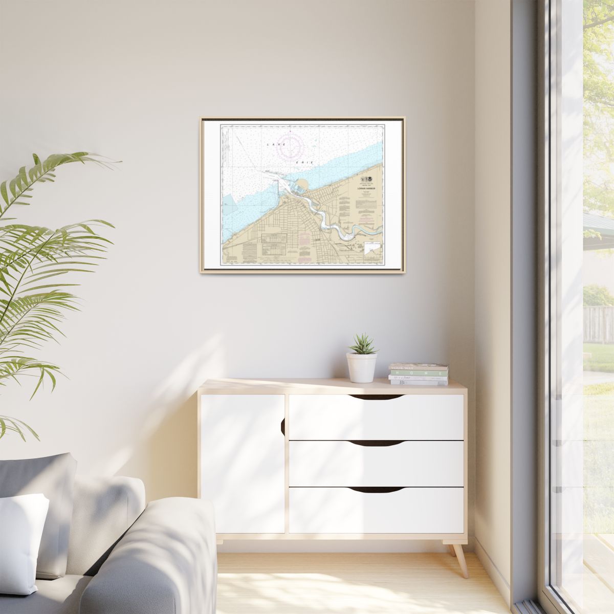 Chart 14841 Lorain Harbor - NOAA Nautical Chart Floating Frame Canvas | 32" x 24" | 40" x 30" - Natural context-1