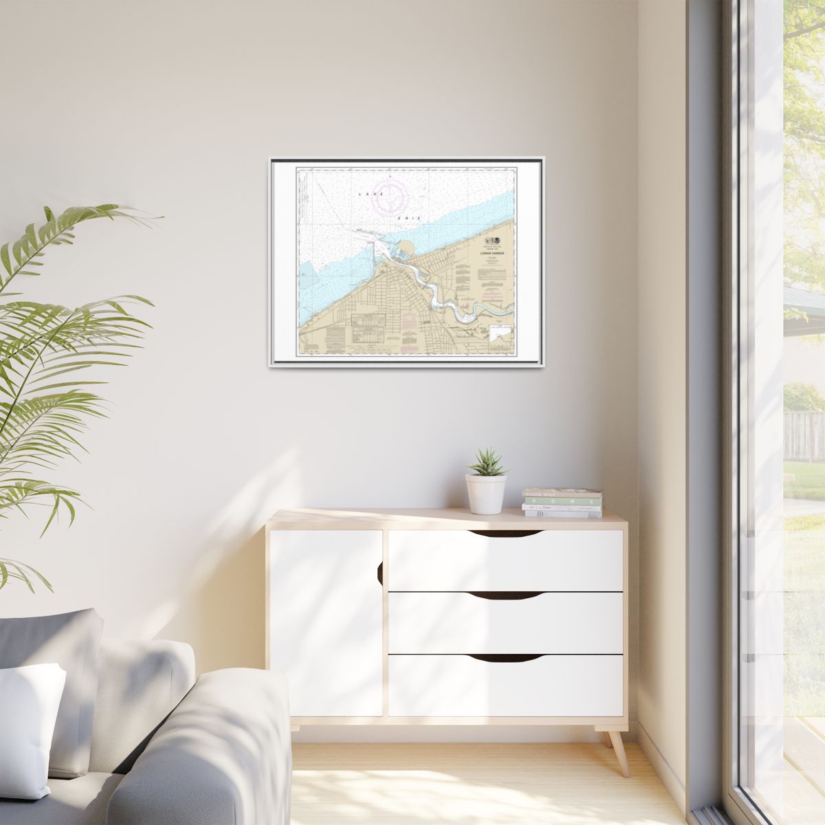 Chart 14841 Lorain Harbor - NOAA Nautical Chart Floating Frame Canvas | 32" x 24" | 40" x 30" - White context-1