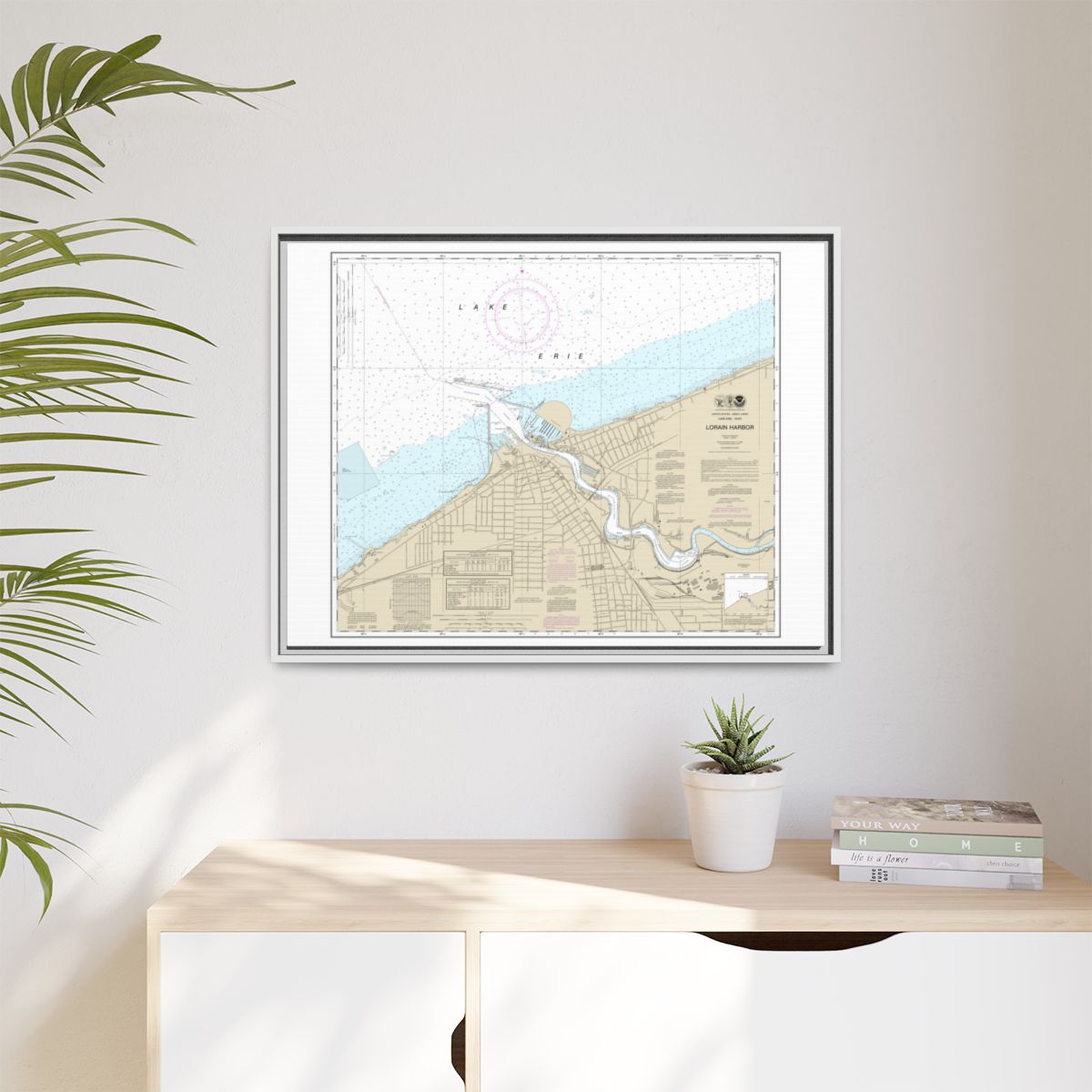 Chart 14841 Lorain Harbor - NOAA Nautical Chart Floating Frame Canvas | 32" x 24" | 40" x 30" - White context-1