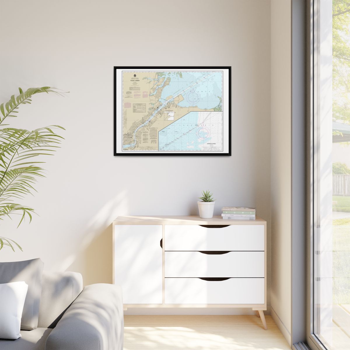 Chart 14847 Toledo Harbor;Entrance Channel to Harbor - NOAA Nautical Chart Floating Frame Canvas | 32" x 24" | 40" x 30" - Black context-1