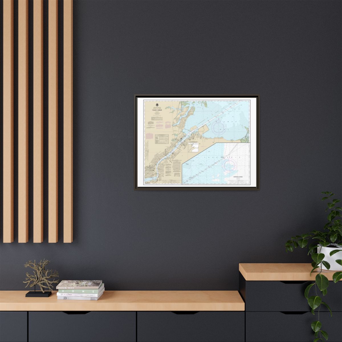 Chart 14847 Toledo Harbor;Entrance Channel to Harbor - NOAA Nautical Chart Floating Frame Canvas | 32" x 24" | 40" x 30" - Espresso context-2