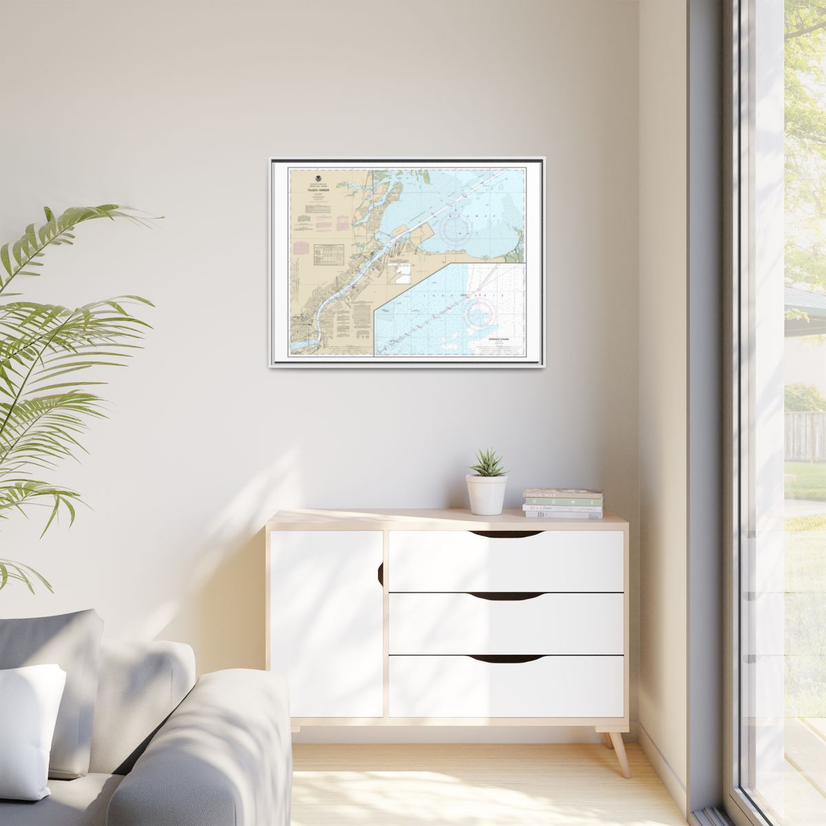 Chart 14847 Toledo Harbor;Entrance Channel to Harbor - NOAA Nautical Chart Floating Frame Canvas | 32" x 24" | 40" x 30" - White context-1