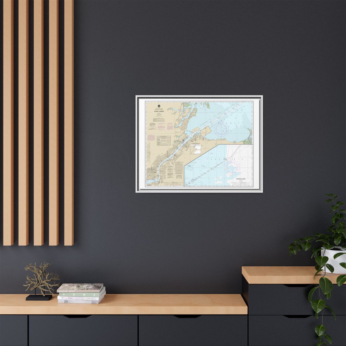 Chart 14847 Toledo Harbor;Entrance Channel to Harbor - NOAA Nautical Chart Floating Frame Canvas | 32" x 24" | 40" x 30" - White context-2