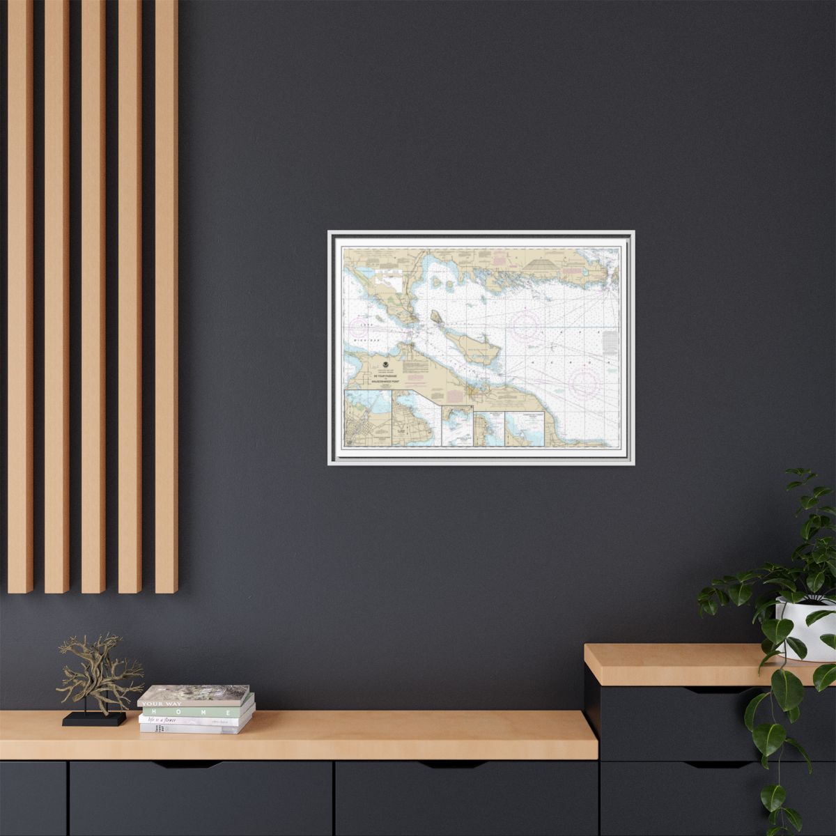 Chart 14881 Detour Passage to Waugoshance Pt.;Hammond Bay Harbor;Mackinac Island;Cheboygan;Mackinaw City;St. lgnace - NOAA Nautical Chart Floating Frame Canvas | 32" x 24" | 40" x 30" - White context-2