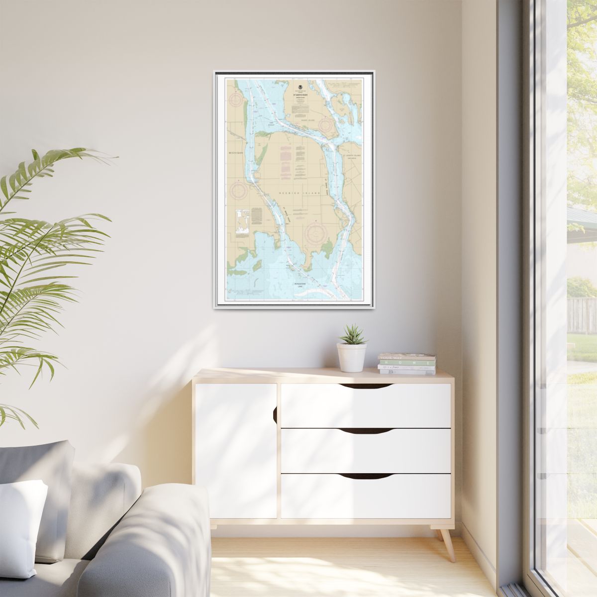 Chart 14887 St Marys River - Vicinity of Neebish Island - NOAA Nautical Chart Floating Frame Canvas | 20" x 30" | 24" x 36" | 32" x 48" - White context-1