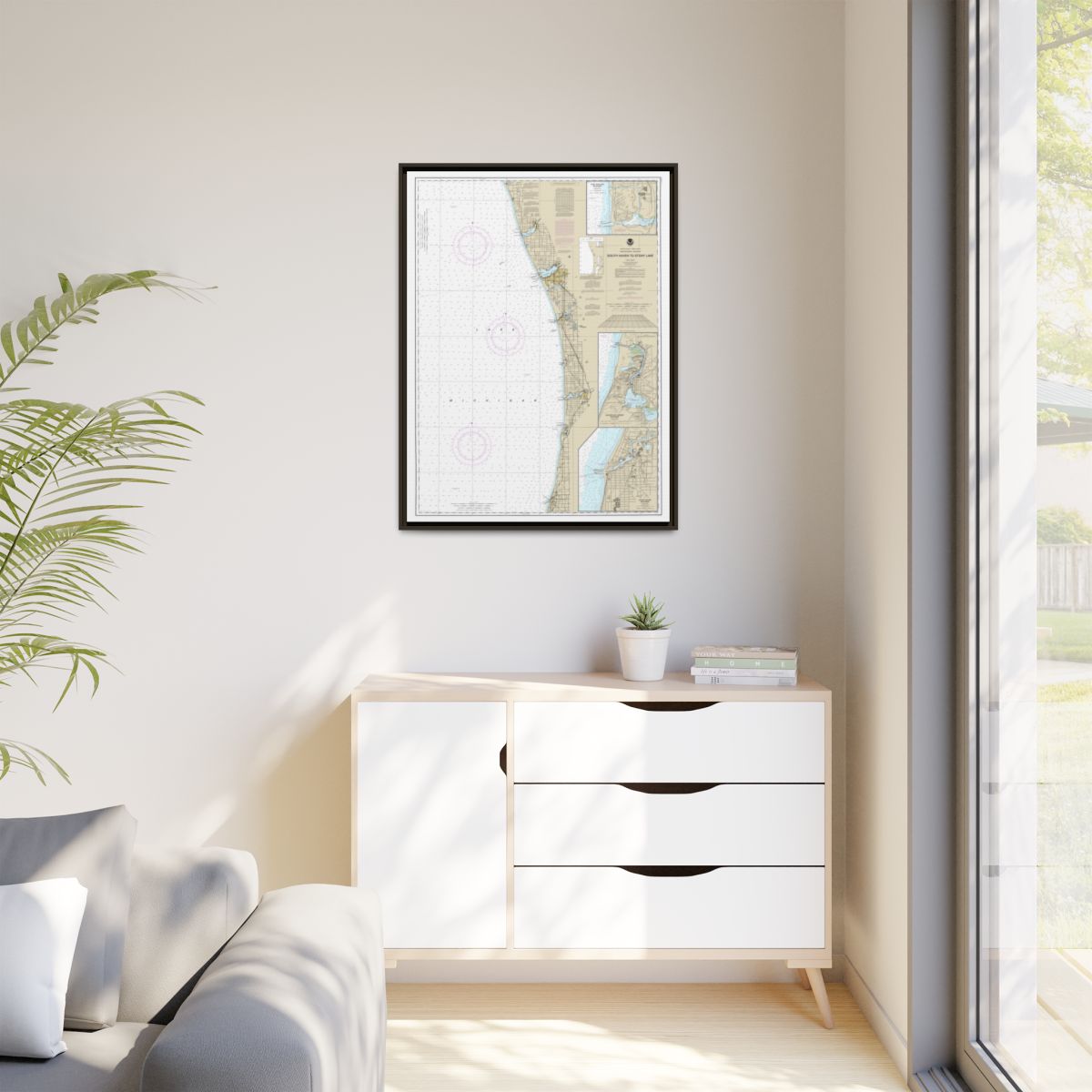 Chart 14906 South Haven to Stony Lake;South Haven;Port Sheldon;Saugatuck Harbor - NOAA Nautical Chart Floating Frame Canvas | 24" x 32" | 30" x 40" - Espresso context-1
