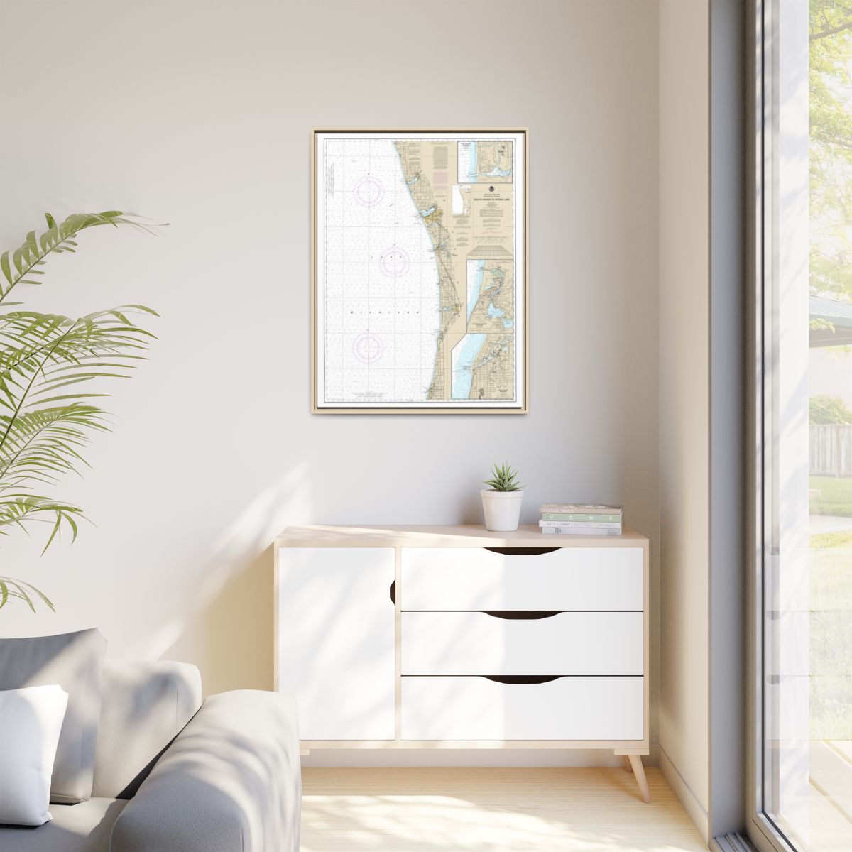 Chart 14906 South Haven to Stony Lake;South Haven;Port Sheldon;Saugatuck Harbor - NOAA Nautical Chart Floating Frame Canvas | 24" x 32" | 30" x 40" - Natural context-1