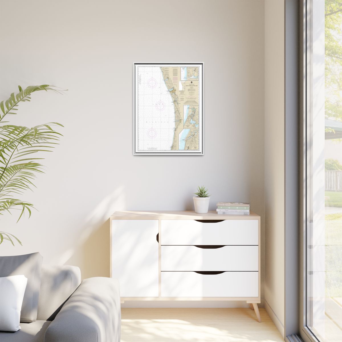 Chart 14906 South Haven to Stony Lake;South Haven;Port Sheldon;Saugatuck Harbor - NOAA Nautical Chart Floating Frame Canvas | 24" x 32" | 30" x 40" - White context-1