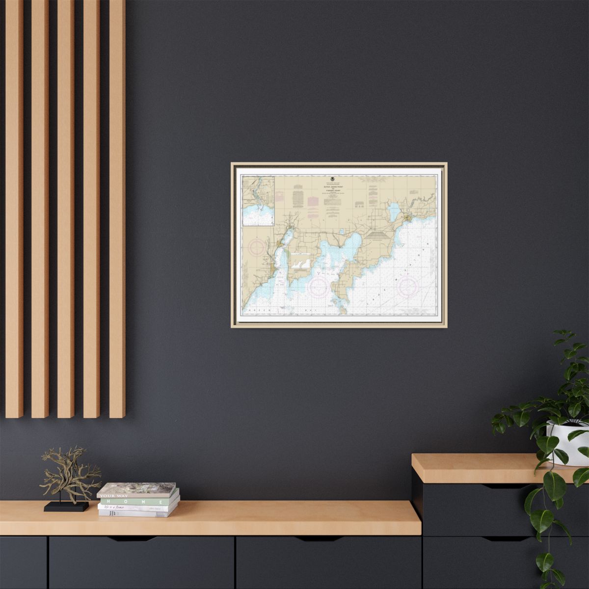 Chart 14908 Dutch Johns Point to Fishery Point, including Big Bay de Noc and Little Bay de Noc;Manistique - NOAA Nautical Chart Floating Frame Canvas | 32" x 24" | 40" x 30" - Natural context-2