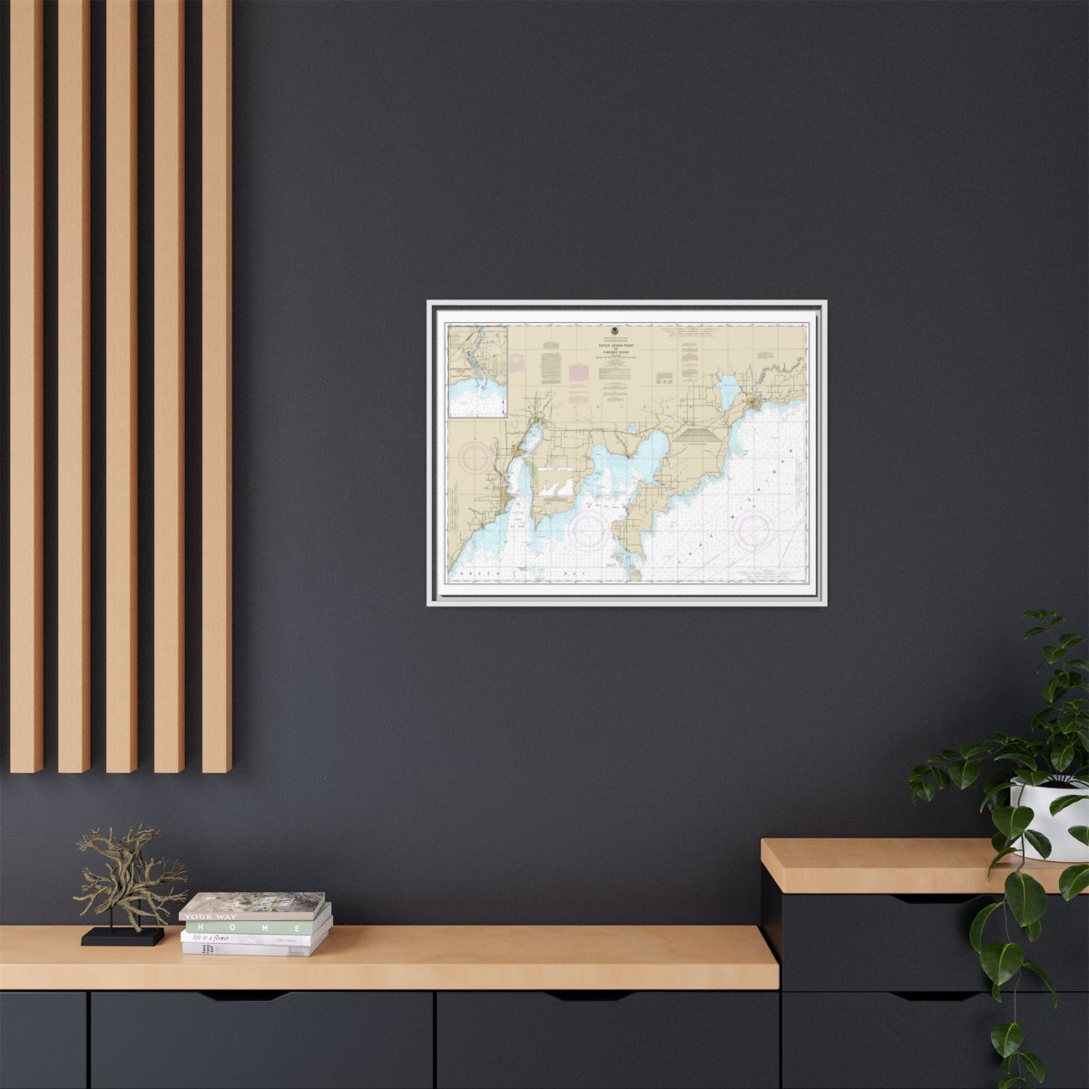 Chart 14908 Dutch Johns Point to Fishery Point, including Big Bay de Noc and Little Bay de Noc;Manistique - NOAA Nautical Chart Floating Frame Canvas | 32" x 24" | 40" x 30" - White context-2