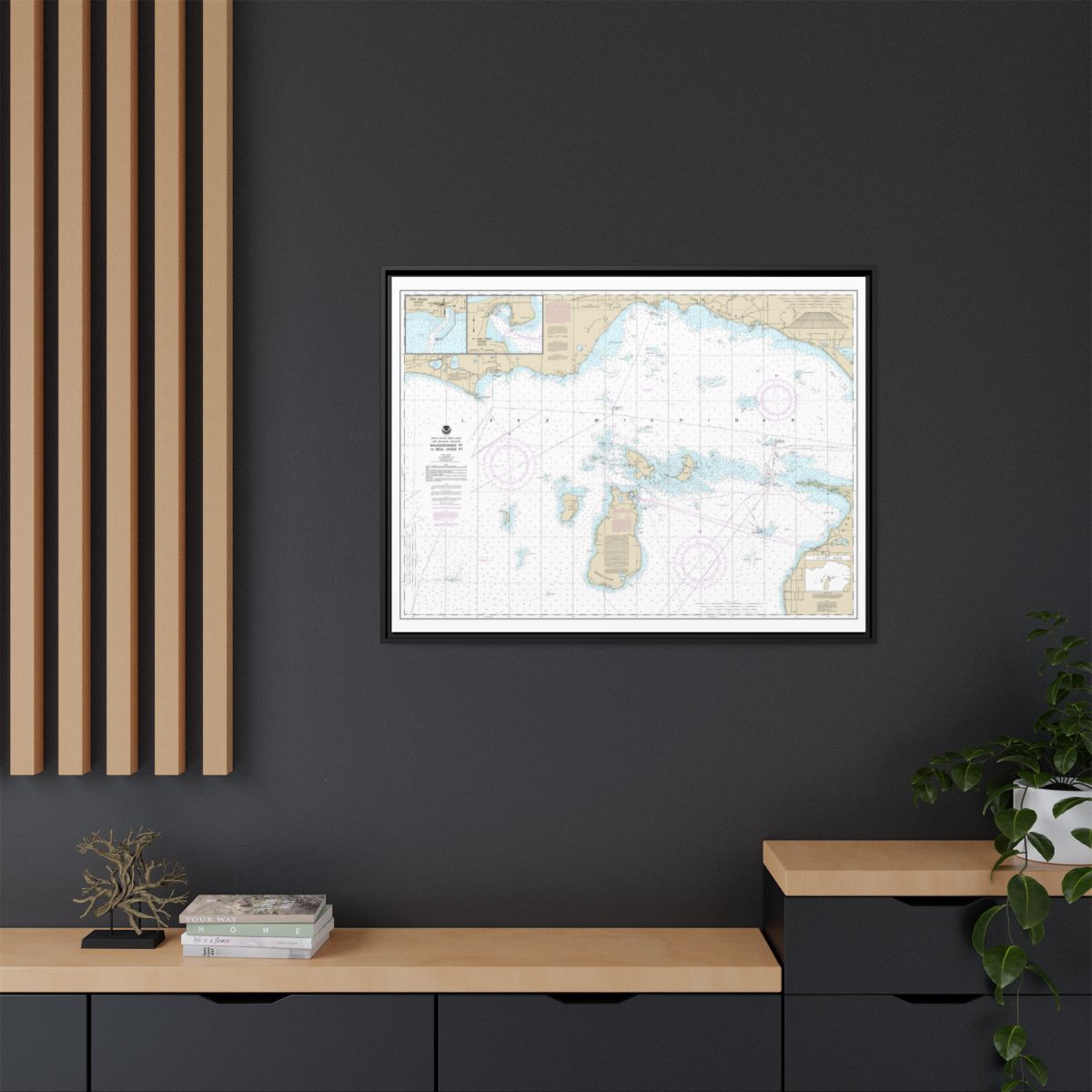 Chart 14911 Waugoshance Point to Seul Choix Point, including Beaver Island Group;Port Inland;Beaver Harbor - NOAA Nautical Chart Floating Frame Canvas | 32" x 24" | 40" x 30" - Black context-2