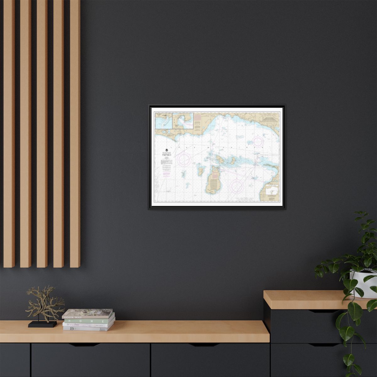 Chart 14911 Waugoshance Point to Seul Choix Point, including Beaver Island Group;Port Inland;Beaver Harbor - NOAA Nautical Chart Floating Frame Canvas | 32" x 24" | 40" x 30" - Black context-2