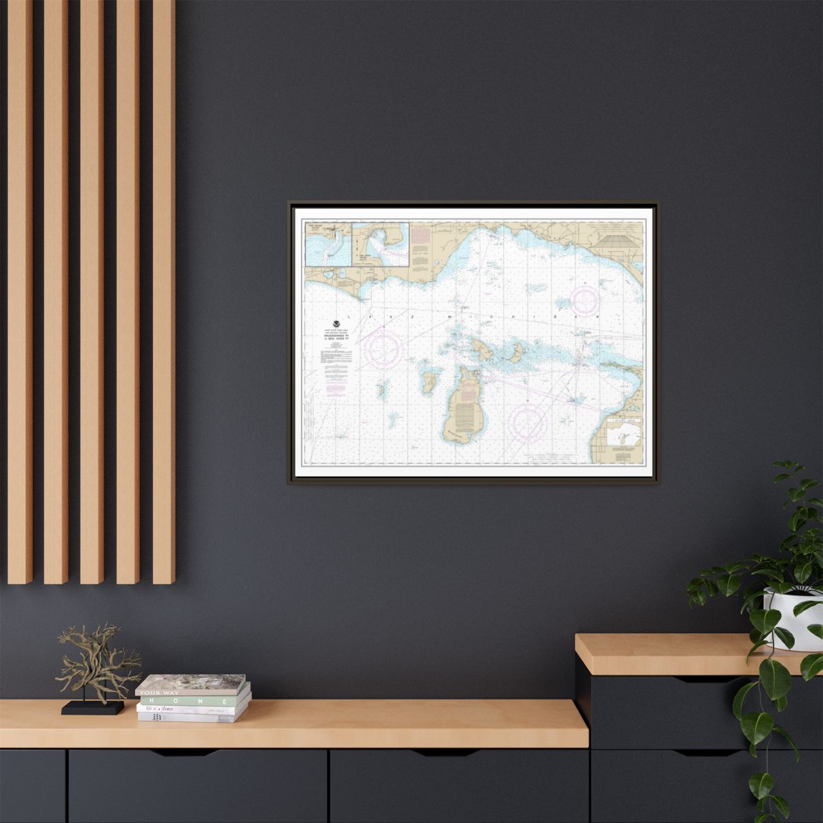 Chart 14911 Waugoshance Point to Seul Choix Point, including Beaver Island Group;Port Inland;Beaver Harbor - NOAA Nautical Chart Floating Frame Canvas | 32" x 24" | 40" x 30" - Espresso context-2