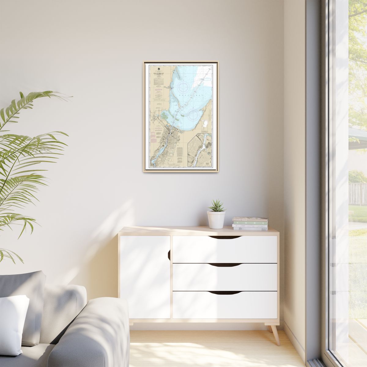 Chart 14918 Head of Green Bay, including Fox River below De Pere;Green Bay - NOAA Nautical Chart Floating Frame Canvas | 20" x 30" | 24" x 36" | 32" x 48" - Natural context-1