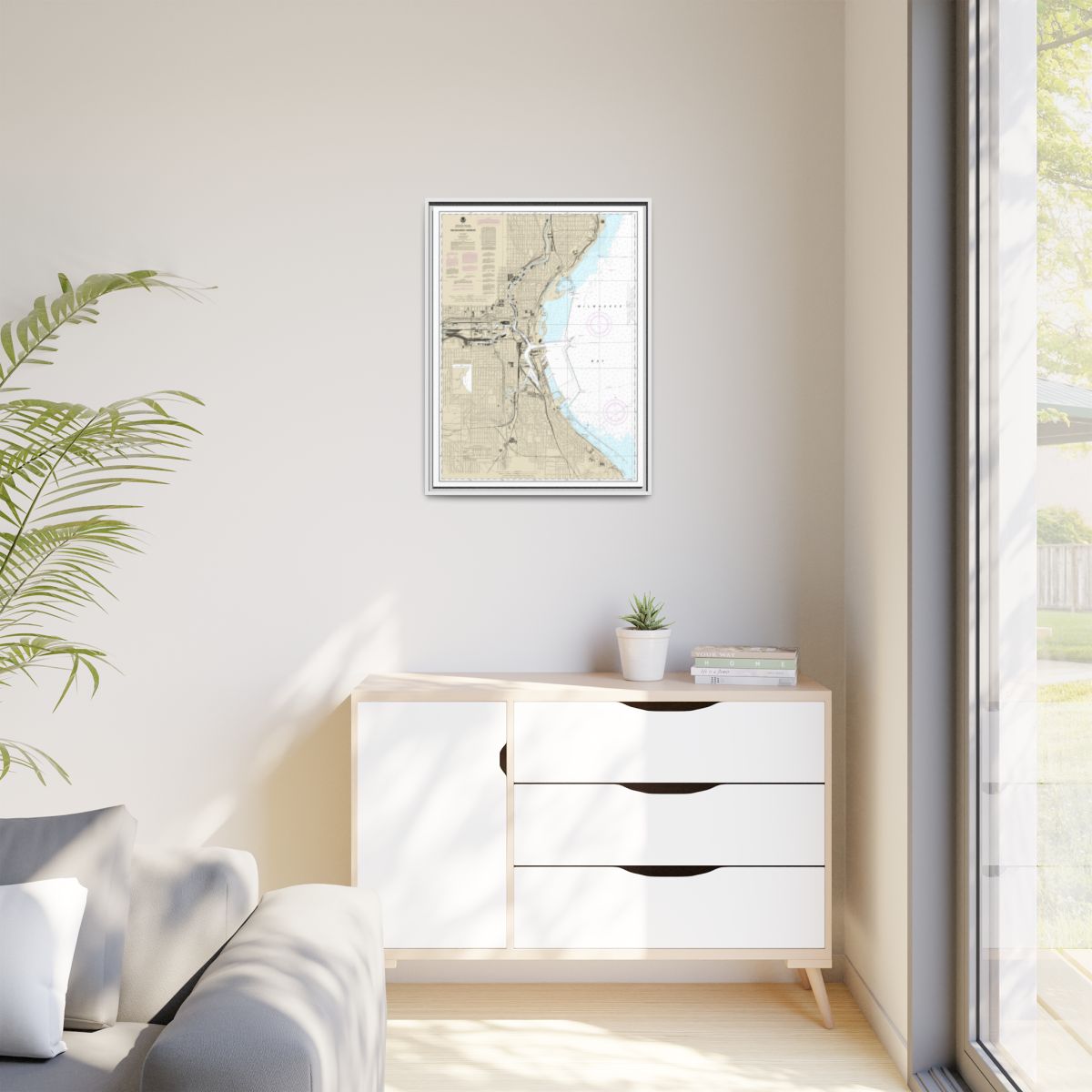 Chart 14924 Milwaukee Harbor - NOAA Nautical Chart Floating Frame Canvas | 24" x 32" | 30" x 40" - White context-1