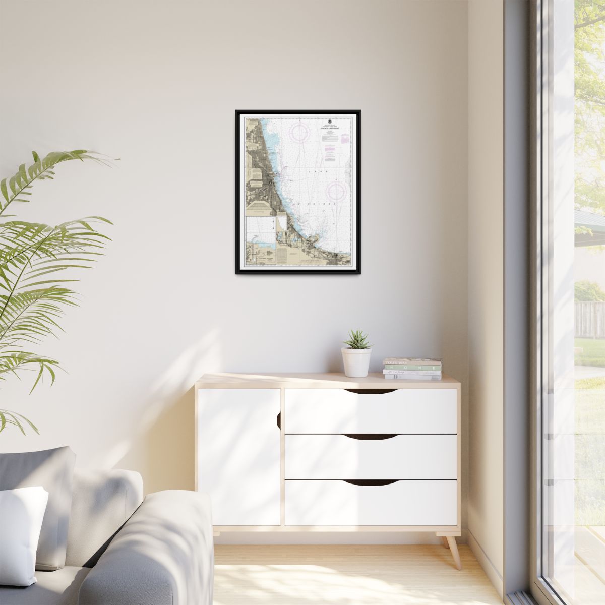 Chart 14927 Chicago Lake Front;Gary Harbor - NOAA Nautical Chart Floating Frame Canvas | 24" x 32" | 30" x 40" - Black context-1