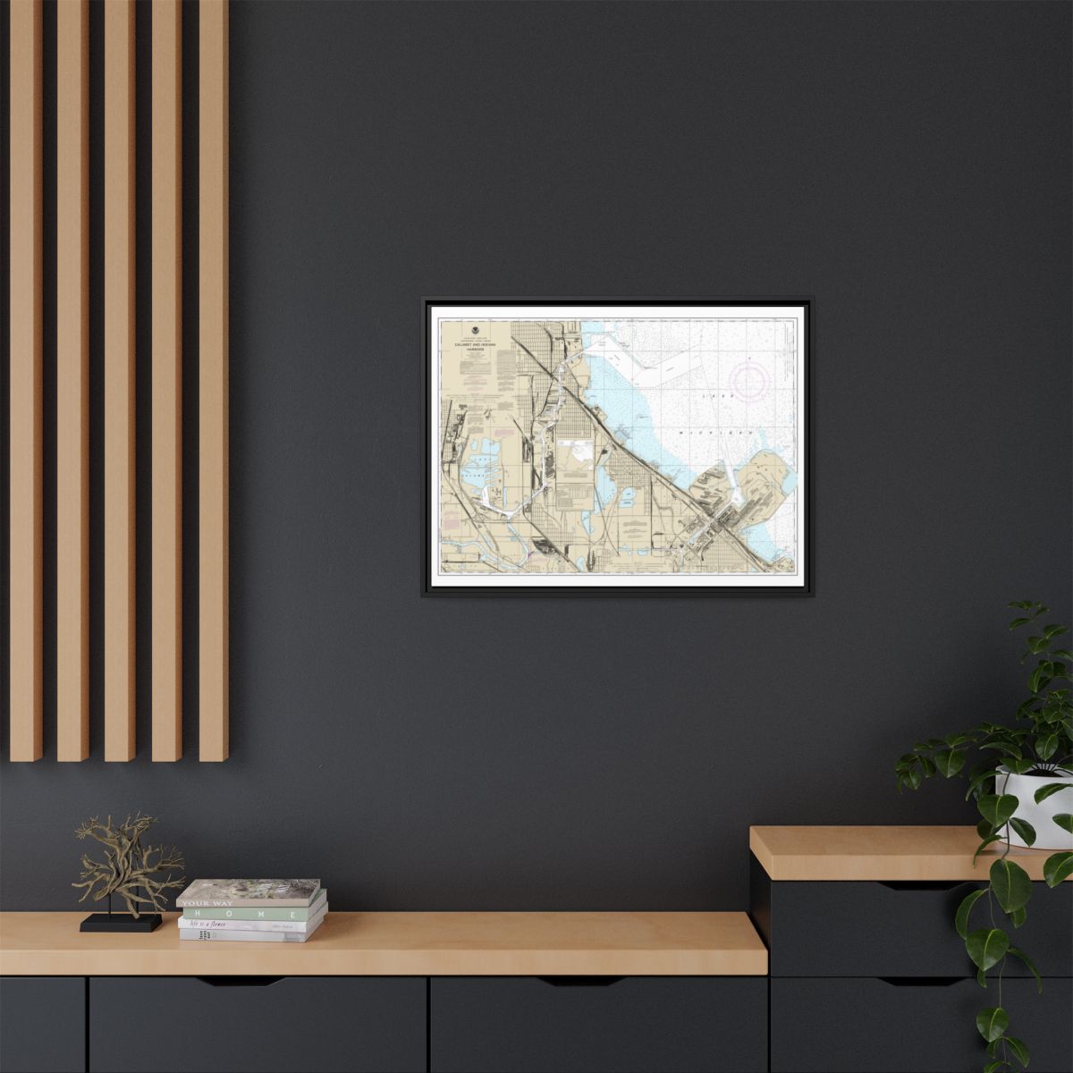 Chart 14929 Calumet, Indiana and Buffington Harbors, and Lake Calumet - NOAA Nautical Chart Floating Frame Canvas | 32" x 24" | 40" x 30" - Black context-2