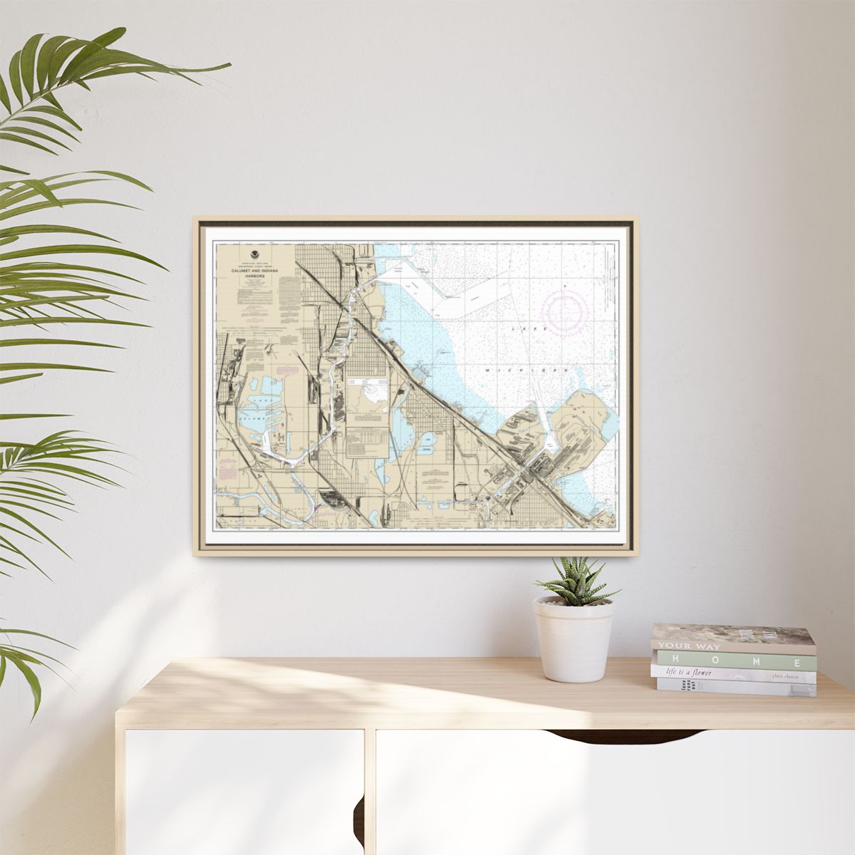Chart 14929 Calumet, Indiana and Buffington Harbors, and Lake Calumet - NOAA Nautical Chart Floating Frame Canvas | 32" x 24" | 40" x 30" - Natural context-1