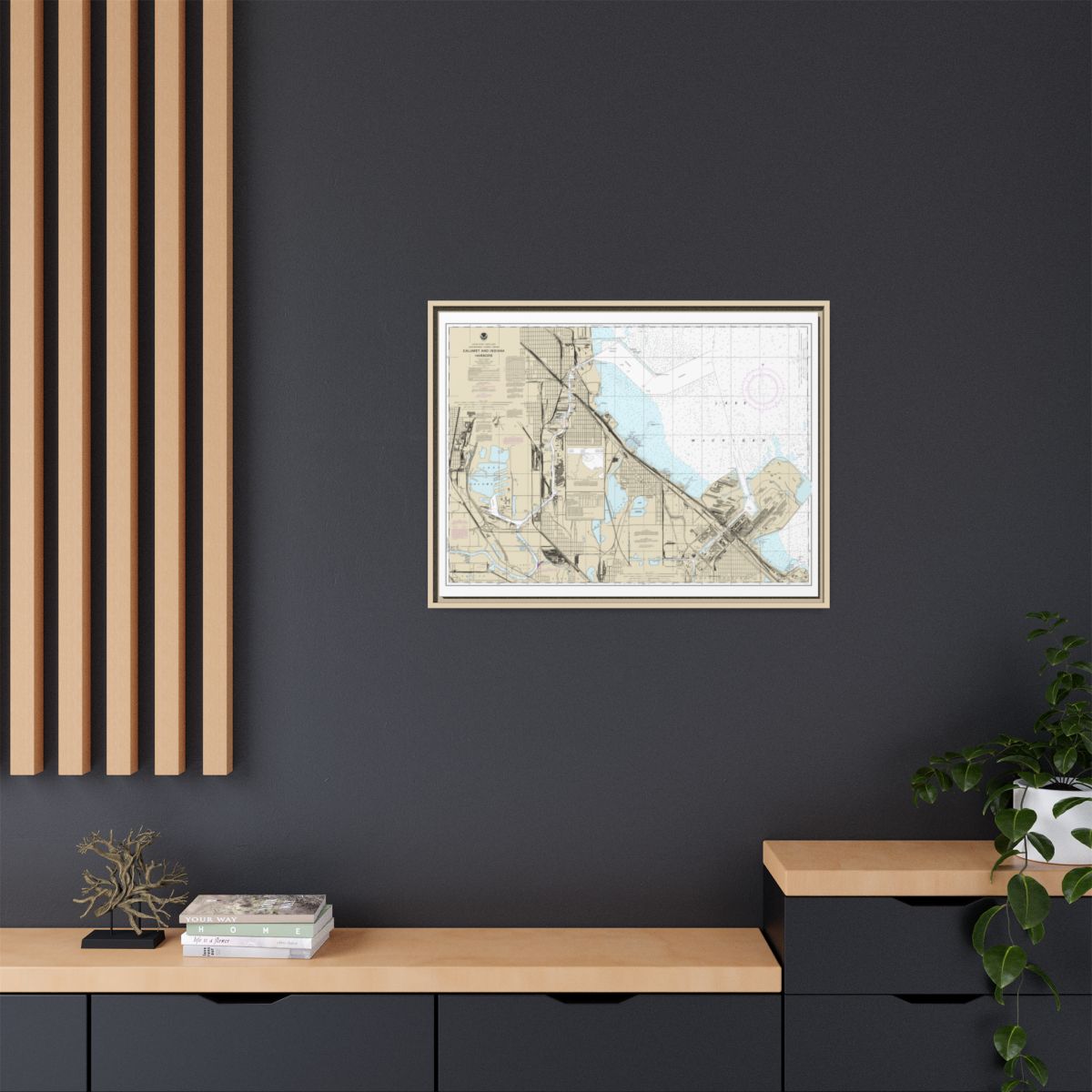 Chart 14929 Calumet, Indiana and Buffington Harbors, and Lake Calumet - NOAA Nautical Chart Floating Frame Canvas | 32" x 24" | 40" x 30" - Natural context-2