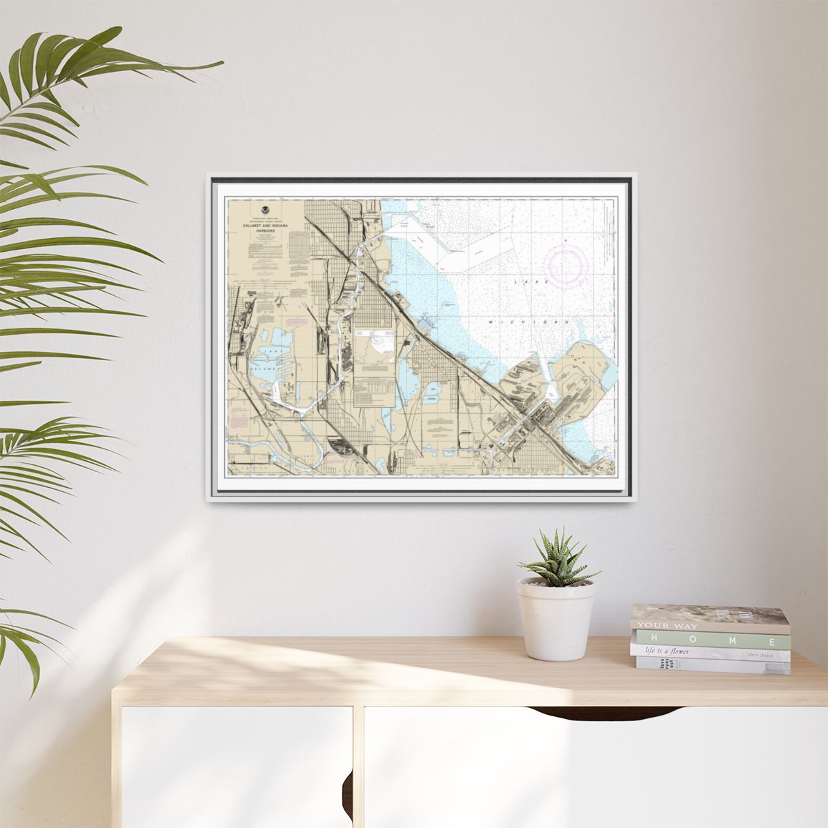 Chart 14929 Calumet, Indiana and Buffington Harbors, and Lake Calumet - NOAA Nautical Chart Floating Frame Canvas | 32" x 24" | 40" x 30" - White context-1