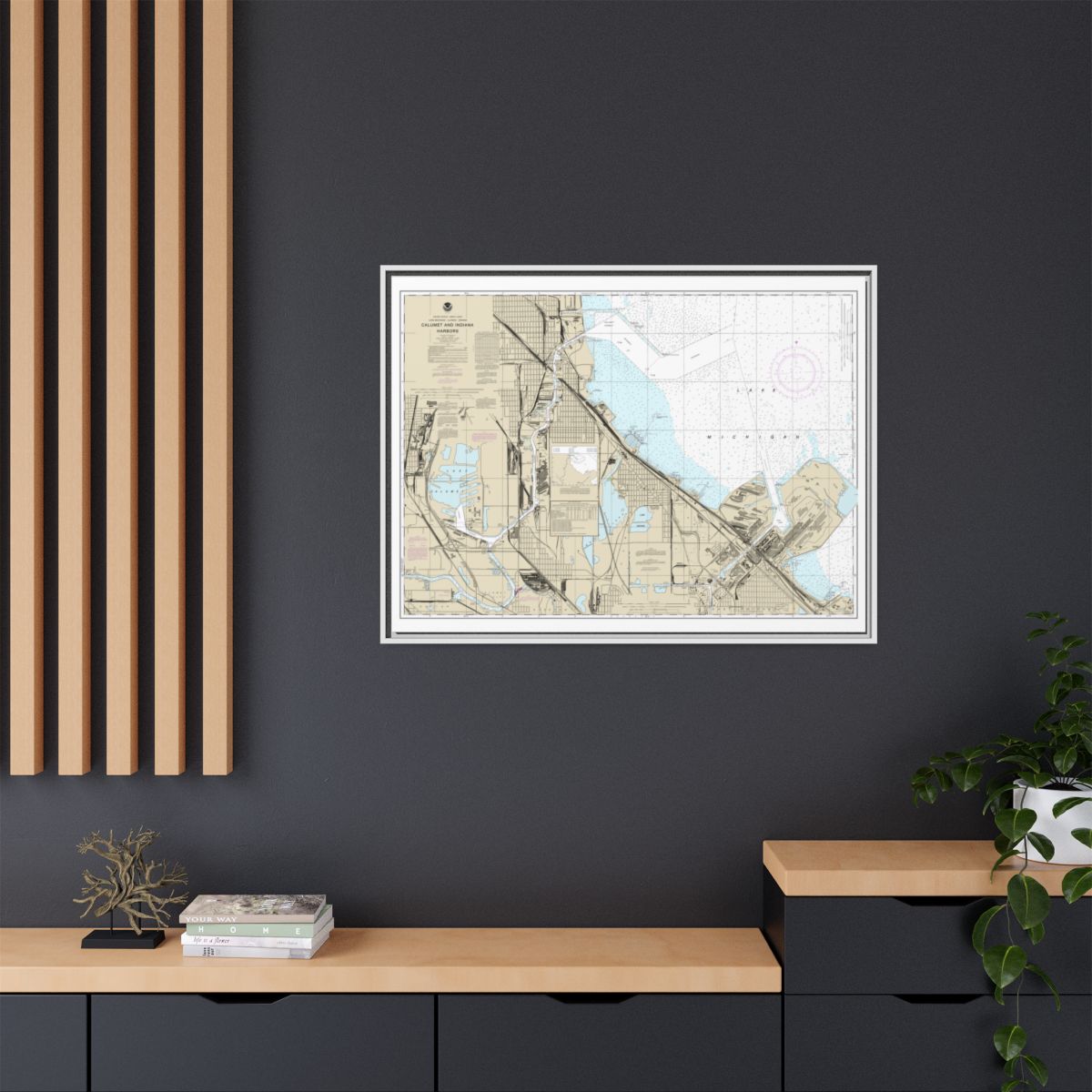 Chart 14929 Calumet, Indiana and Buffington Harbors, and Lake Calumet - NOAA Nautical Chart Floating Frame Canvas | 32" x 24" | 40" x 30" - White context-2