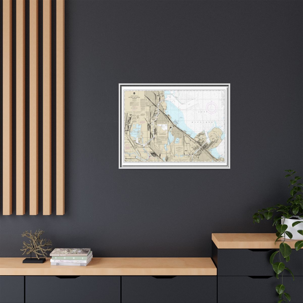 Chart 14929 Calumet, Indiana and Buffington Harbors, and Lake Calumet - NOAA Nautical Chart Floating Frame Canvas | 32" x 24" | 40" x 30" - White context-2
