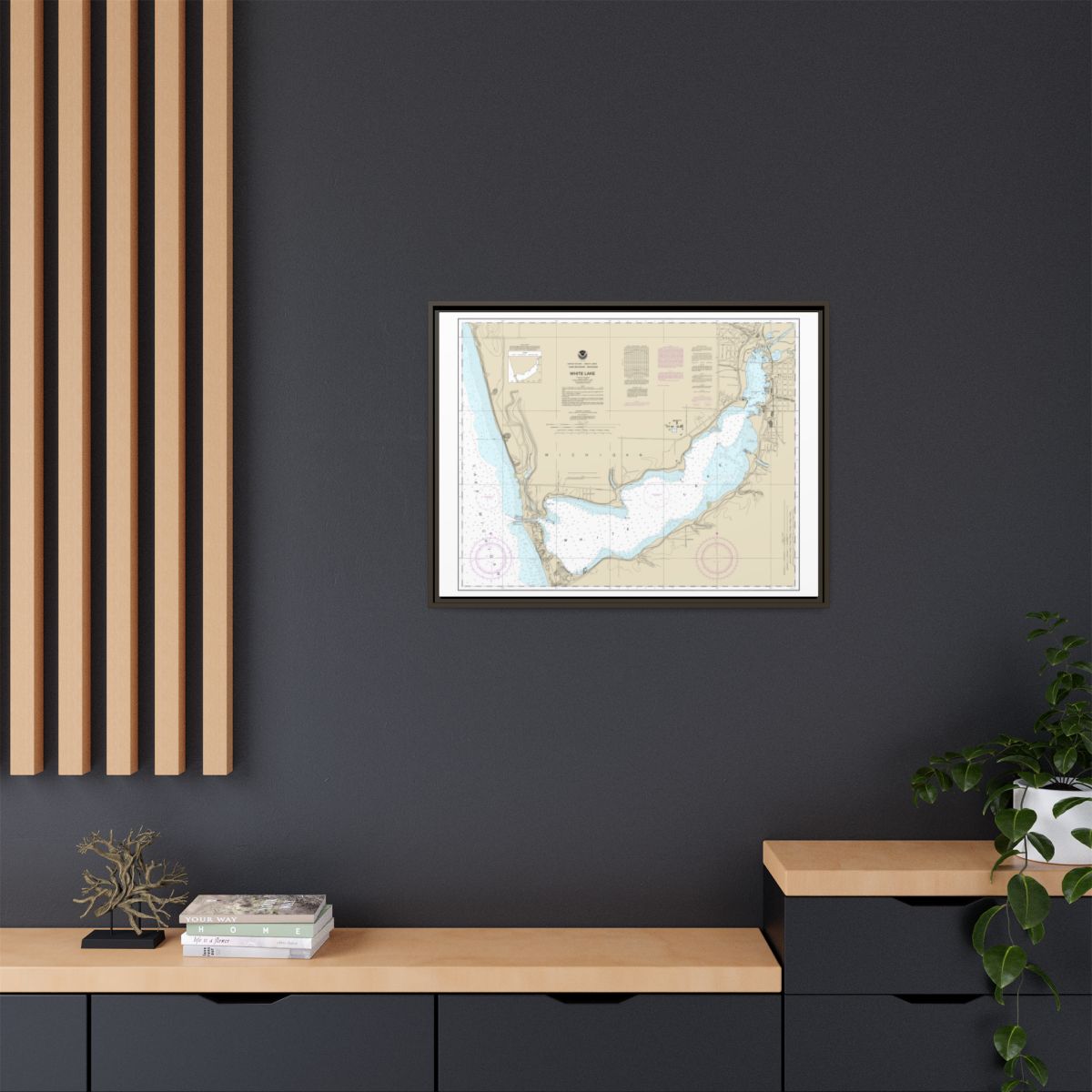 Chart 14935 White Lake - NOAA Nautical Chart Floating Frame Canvas | 32" x 24" | 40" x 30" - Espresso context-2