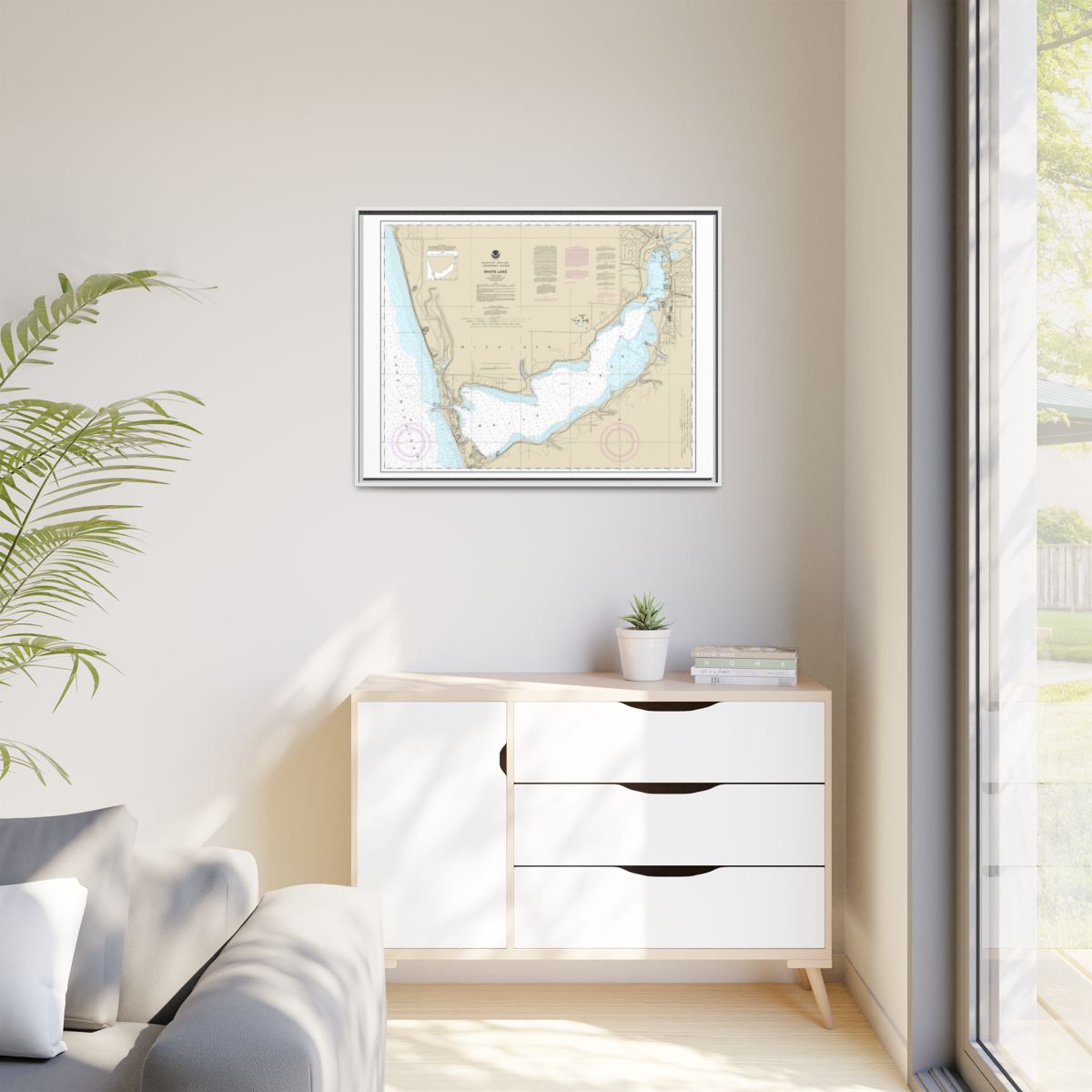 Chart 14935 White Lake - NOAA Nautical Chart Floating Frame Canvas | 32" x 24" | 40" x 30" - White context-1