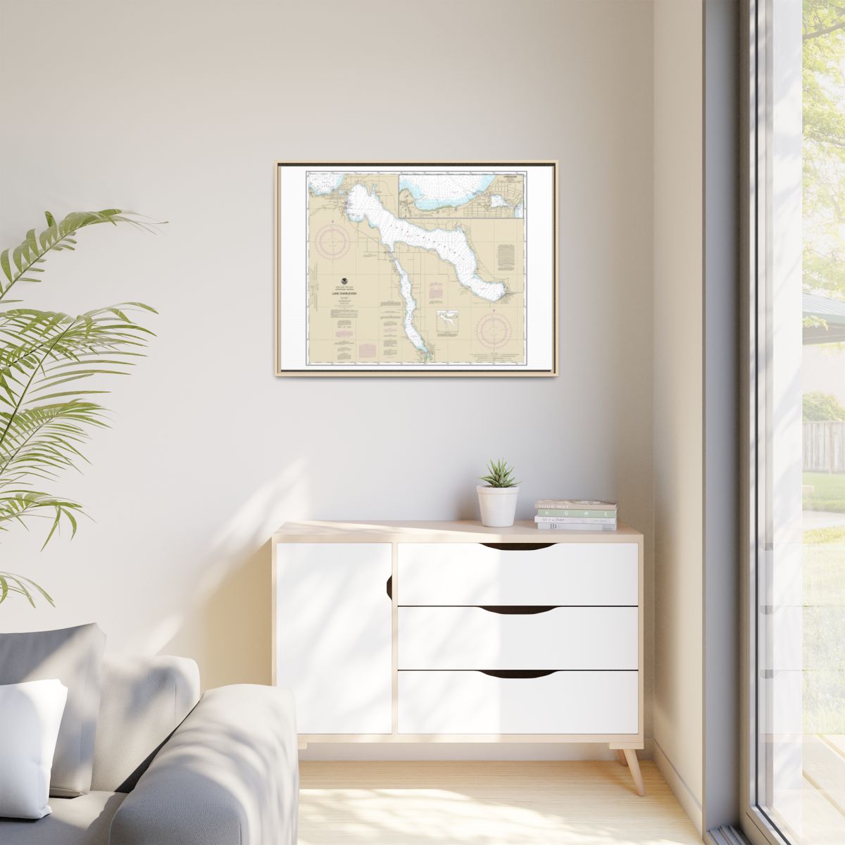 Chart 14942 Lake Charlevoix;Charlevoix, South Point to Round Lake - NOAA Nautical Chart Floating Frame Canvas | 32" x 24" | 40" x 30" - Natural context-1