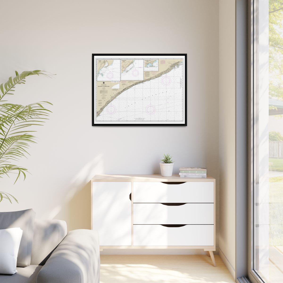 Chart 14967 Beaver Bay to Pigeon Point;Silver Bay Harbor;Taconite Harbor;Grand Marais Harbor - NOAA Nautical Chart Floating Frame Canvas | 32" x 24" | 40" x 30" - Black context-1