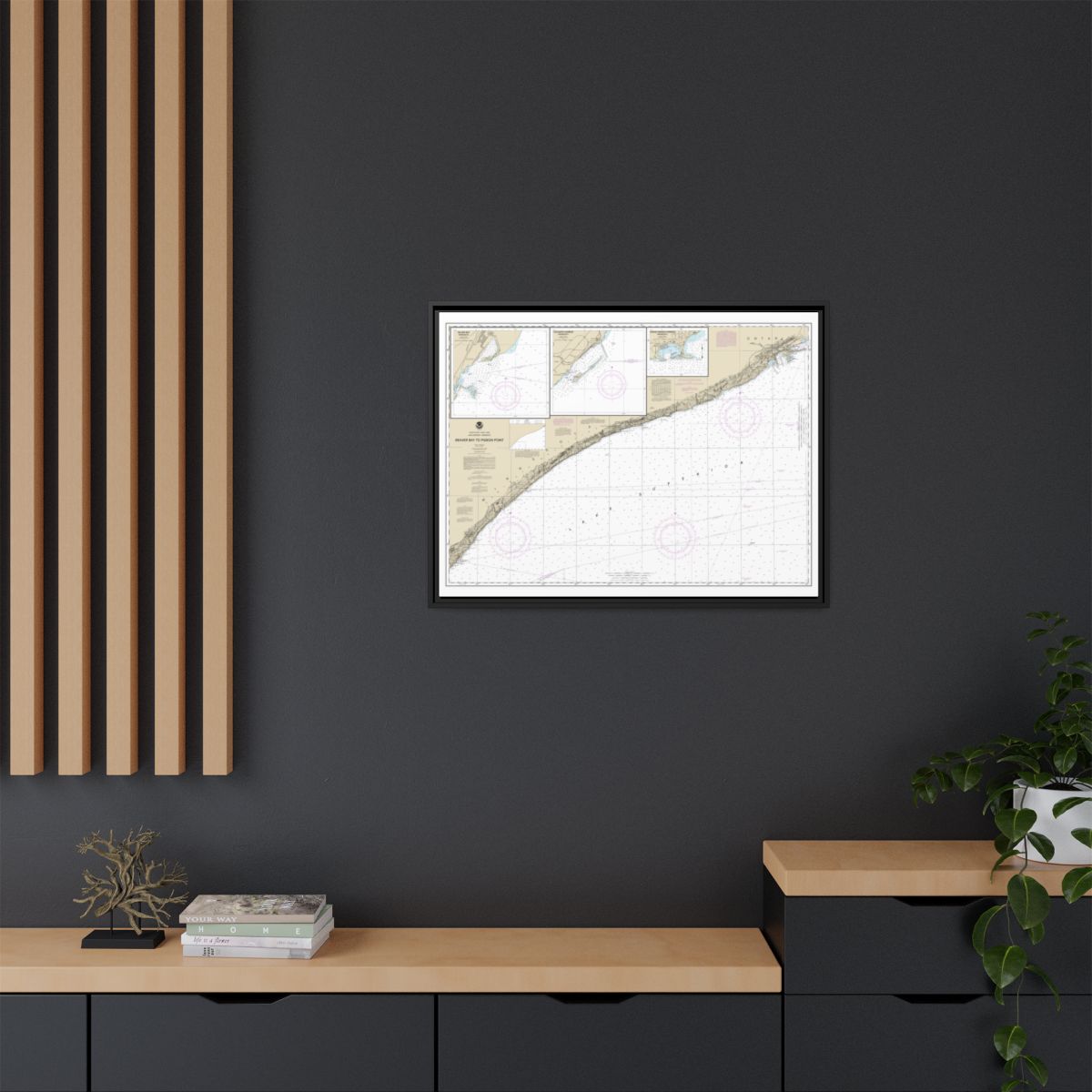 Chart 14967 Beaver Bay to Pigeon Point;Silver Bay Harbor;Taconite Harbor;Grand Marais Harbor - NOAA Nautical Chart Floating Frame Canvas | 32" x 24" | 40" x 30" - Black context-2