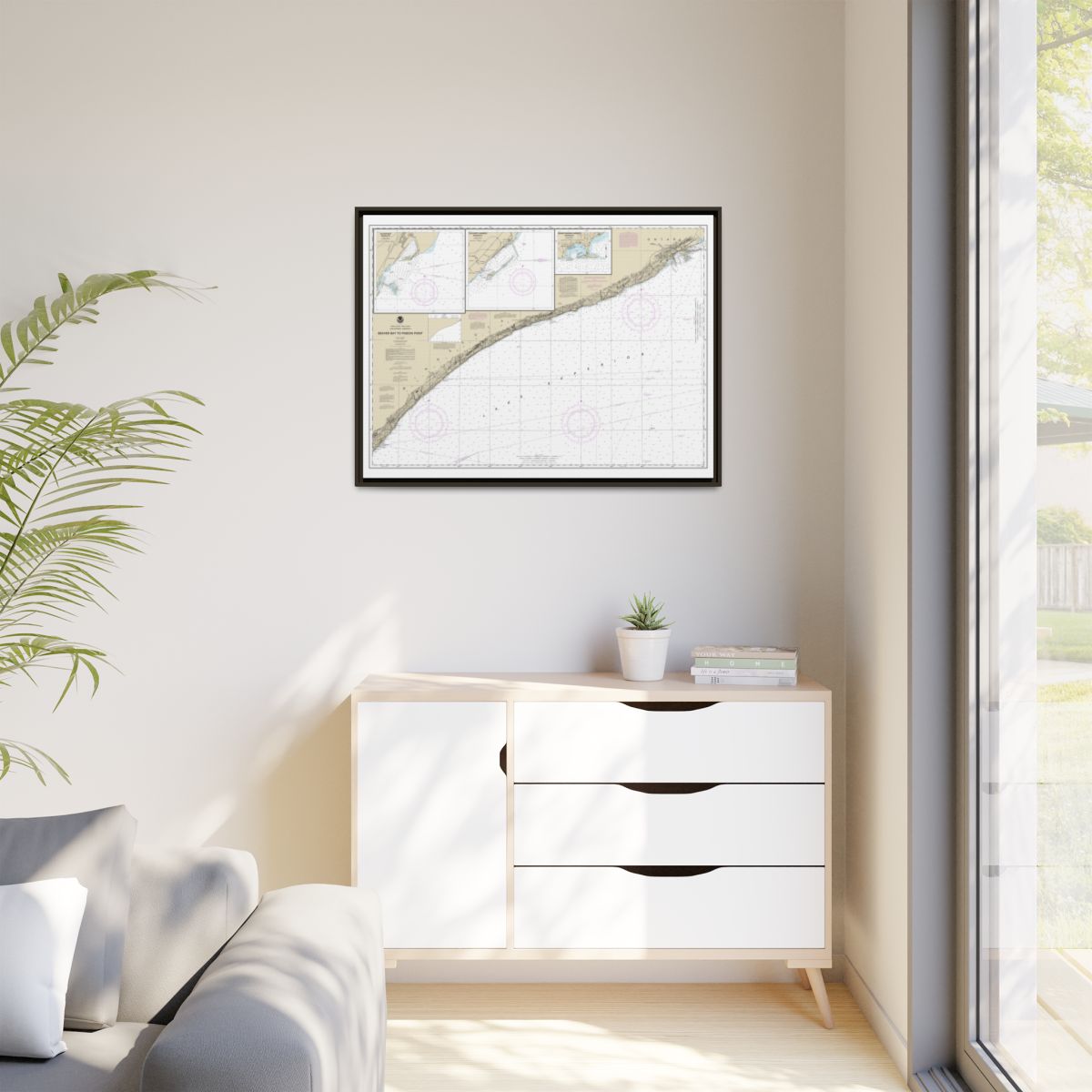 Chart 14967 Beaver Bay to Pigeon Point;Silver Bay Harbor;Taconite Harbor;Grand Marais Harbor - NOAA Nautical Chart Floating Frame Canvas | 32" x 24" | 40" x 30" - Espresso context-1